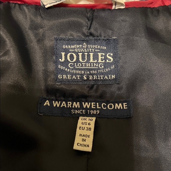 EUC, JOULES CLOTHING FLORAL QUILTED PUFFER VEST, NAVY HIGH GROVE PRINT SIZE US 6 - Picture 7 of 11